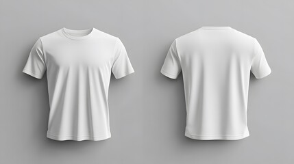 Fototapeta premium Blank mockup template of a white T-shirt on a plain background with detailed cotton fabric textures, soft shadows.