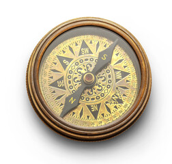 Vintage compass isolated on white © Sergey Yarochkin