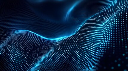 Abstract Blue Digital Particle Wave Background