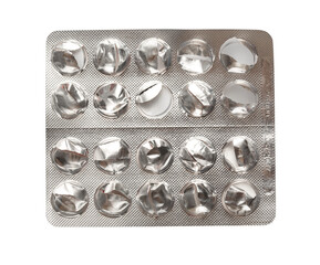 Empty plastic packing of pills