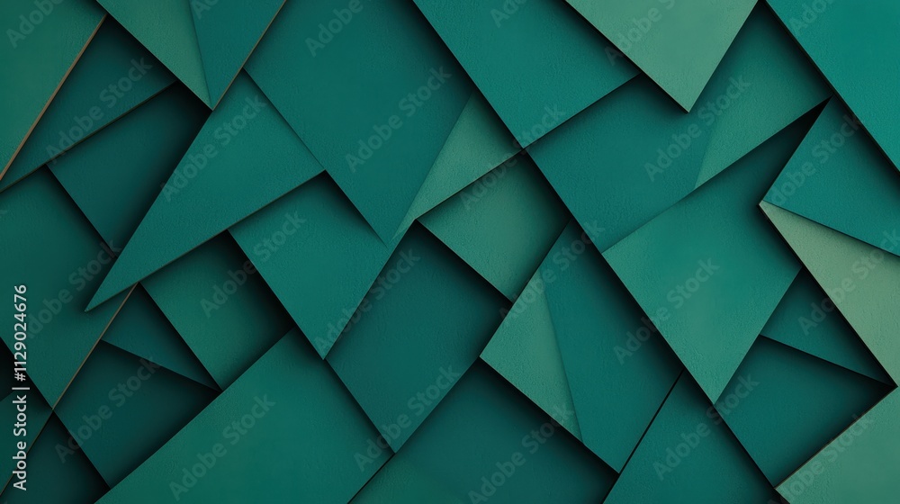 Poster abstract green paper texture with geometric shapes and layers