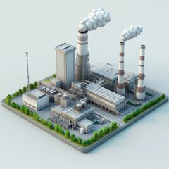 Industrial Power Plant in Modern 3D Design