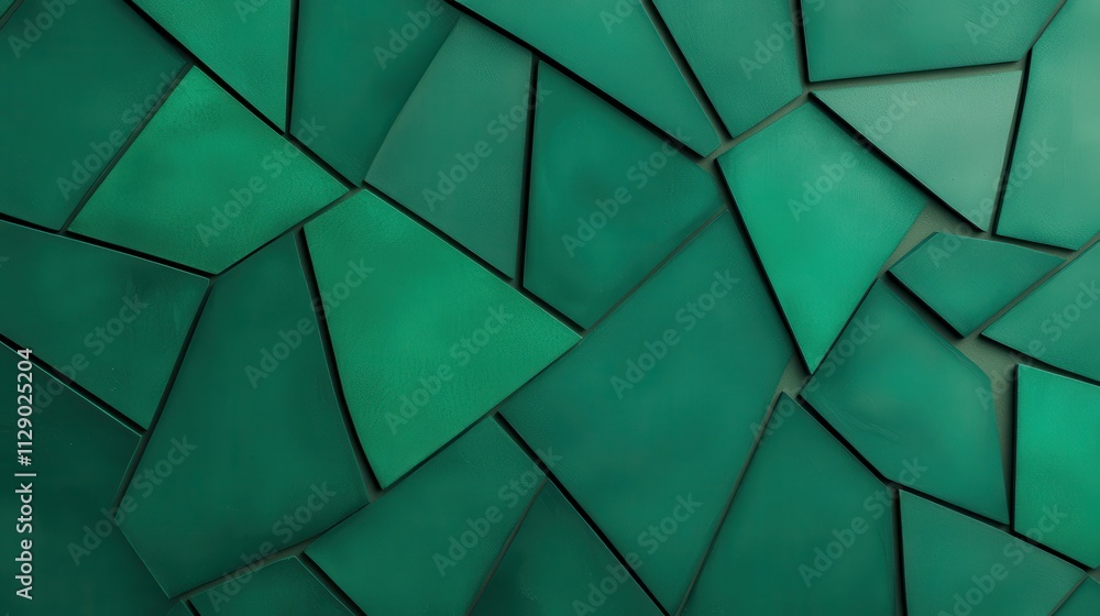 Poster Abstract Green Geometric Pattern with Shattered Shapes and Textures