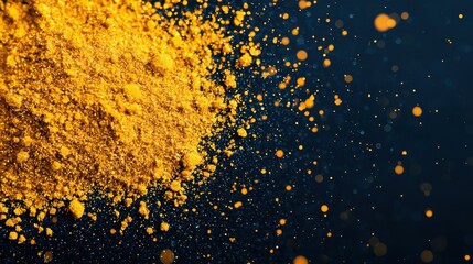 Fototapeta premium Vibrant Yellow Powder Splash on Dark Background for Artistic Use