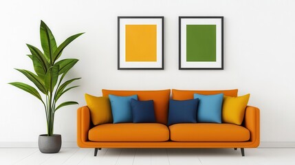 Artistic modern living room featuring an integrated gallery wall and sculptural seating, Modern interior, Creative luxury