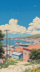 wallpaper of Valparaiso colorful hillside hous