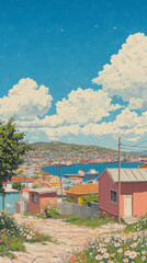 wallpaper of Valparaiso colorful hillside hous