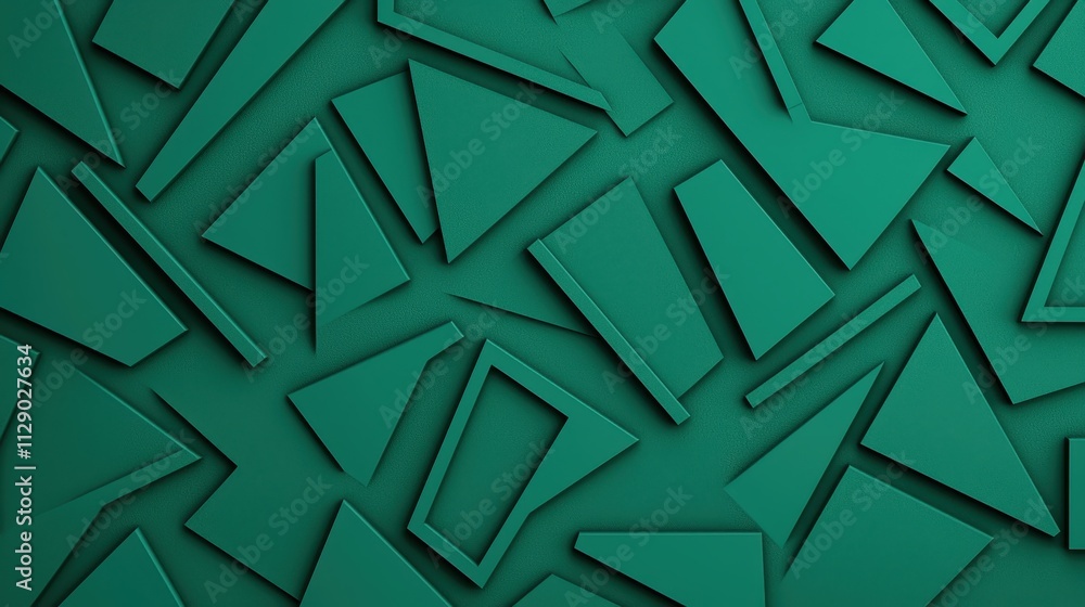 Poster green geometric shapes background with 3d abstract patterns