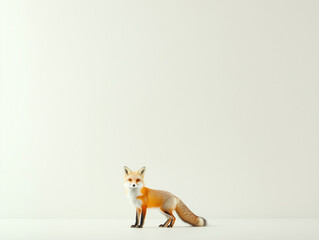 Fototapeta premium A stunning fox with vibrant fur and an intense gaze captivates against a pure white background, highlighting its natural beauty and creating a striking visual contrast that engages the viewer.