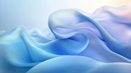 Fototapeta premium Abstract Blue Silk Waves: A Serene and Dreamlike Textile Art