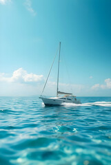 Lonely Yacht on Clear Sea