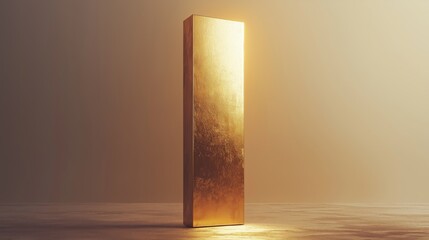 Golden Vertical Bar Standing on Floor in Soft Ambient Light