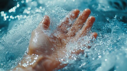 Fototapeta premium Hand in Water: A Refreshing Moment of Serenity