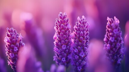 Obraz premium Serene Lavender Field at Sunset: A Symphony of Purple Hues