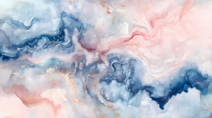 A serene watercolor abstract background featuring soft pink and blue hues, ideal for creative projects and design. Echo. Illustration