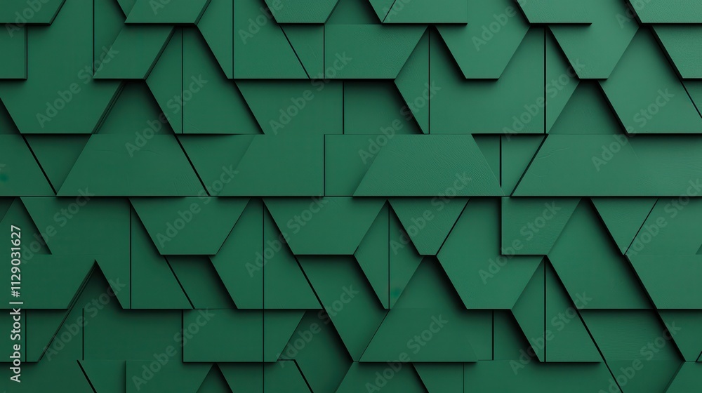 Poster Green Geometric Pattern with Triangles and Shapes for Background Use