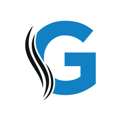 Hair Logo combine with letter G vector template