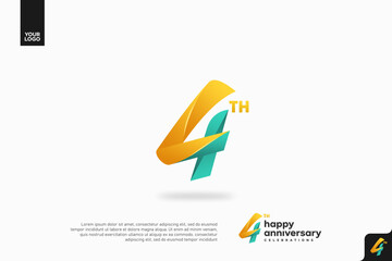 Number 4 logo icon design, 4th birthday logo number, anniversary 4