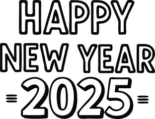 minimalist typography of happy new year 2025.