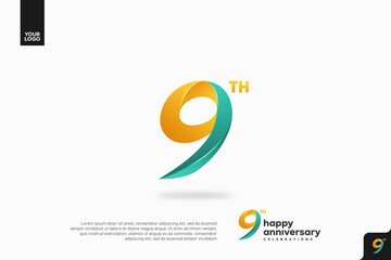 Number 9 logo icon design, 9th birthday logo number, anniversary 9