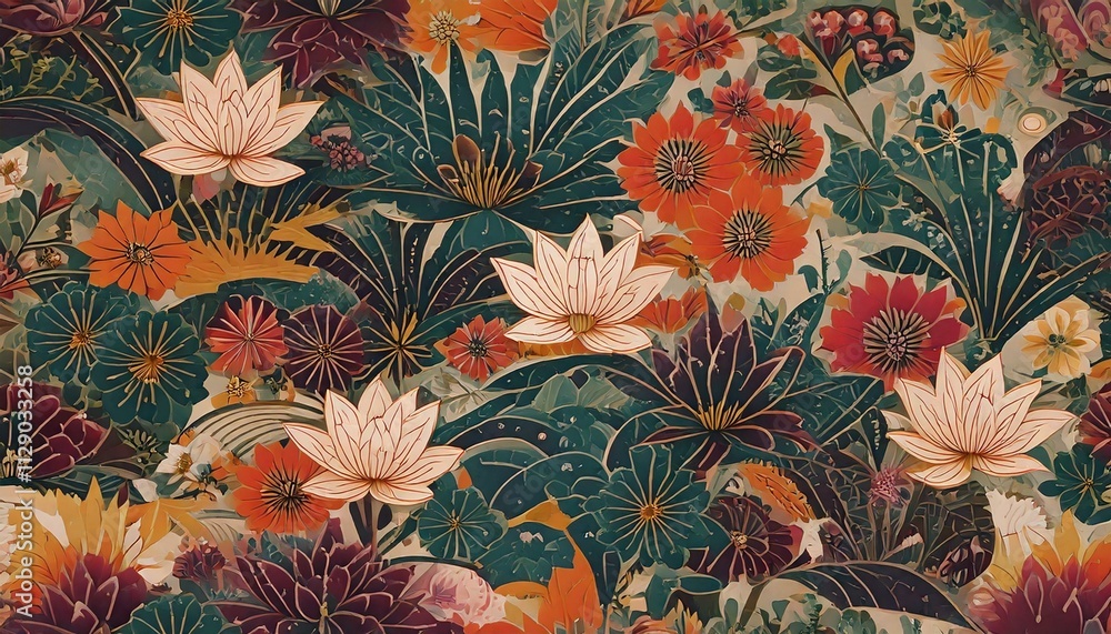 Canvas Prints colorful seamless old pattern with floral elements art design background