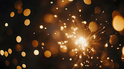 Obraz premium Golden Sparkler Lights Festive Night Bokeh