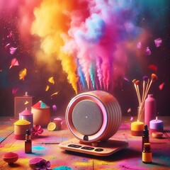 Aroma Holi Dispenser Releases bursts of fragrant colored powders