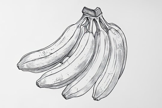 recommend clip art: A Hand Drawn Illustration of a Bunch of Bananas