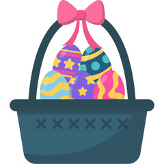 Easter Basket with Eggs Illustration