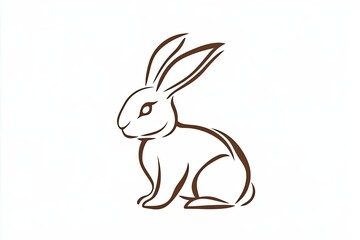 Obraz premium Elegant Line Art Drawing Of A Sitting Rabbit