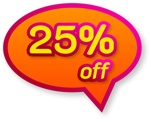 Tag balloon for promotion, label, yellow, orange and pink, 25%.