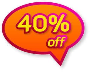Tag balloon for promotion, label, yellow, orange and pink, 40%.