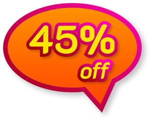 Tag balloon for promotion, label, yellow, orange and pink, 45%.