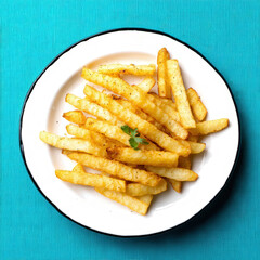 Crispy Golden Fries on a Plate - Perfect Snack Moment