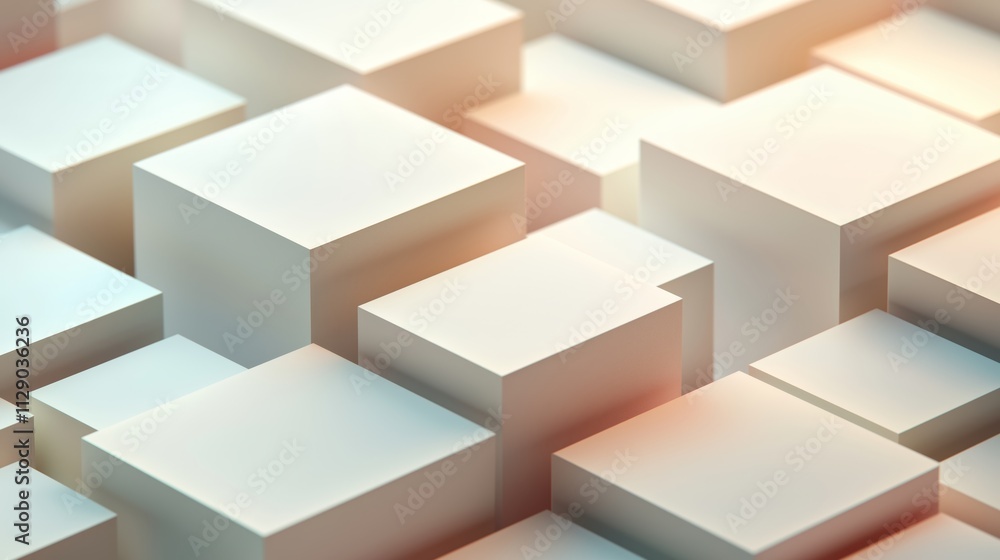 Poster abstract geometric shapes forming dynamic three-dimensional composition
