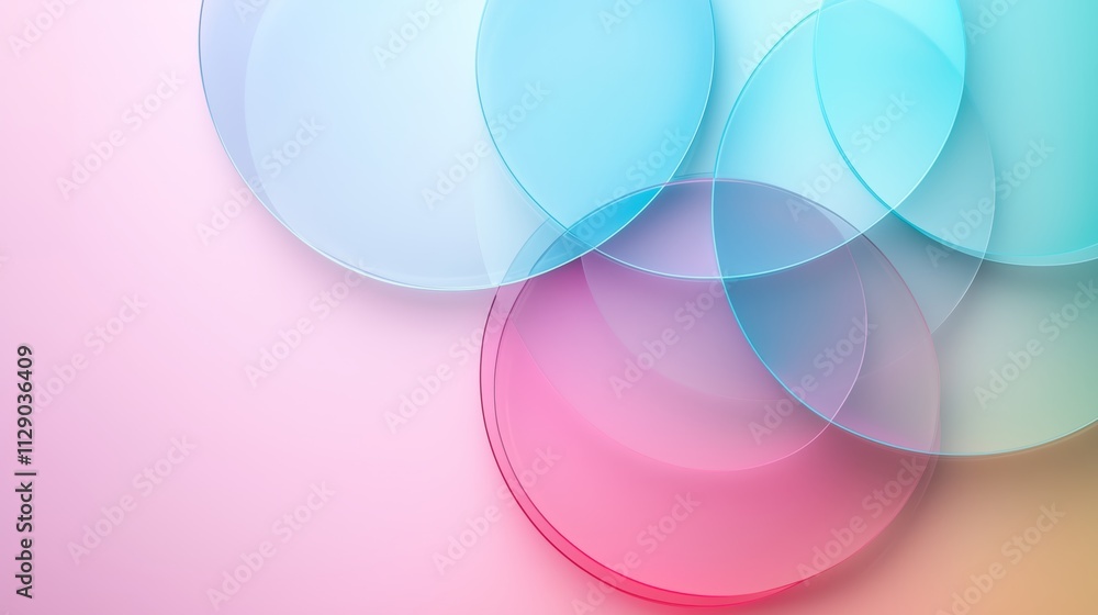 Poster soft pastel circles overlapping on gentle gradient background