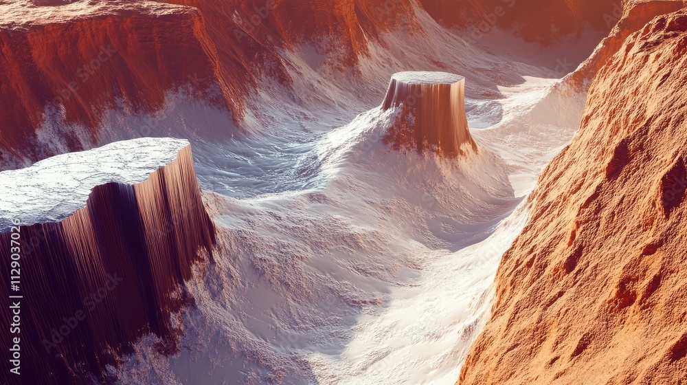 Aufkleber a surreal view of ice formations on mars, with smooth frozen surfaces contrasting against rust-color