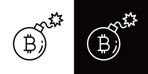 ビットコインと爆弾のシンプルなアイコン