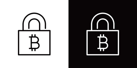 ビットコインと南京錠のシンプルなアイコン