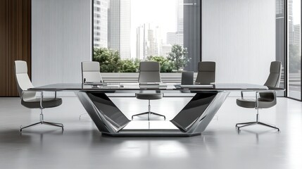 Modern Conference Room with Sleek, Futuristic Table