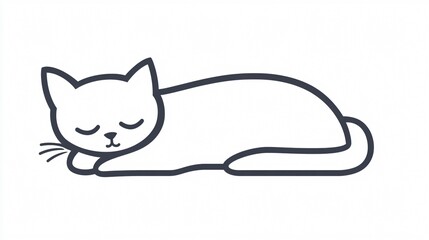 Simple Cat Outline Icon Isolated on White Background for Graphic Design Projects