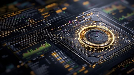 Glowing AI Powered Marketing Analytics Interface with Dynamic Campaign Data Visualization