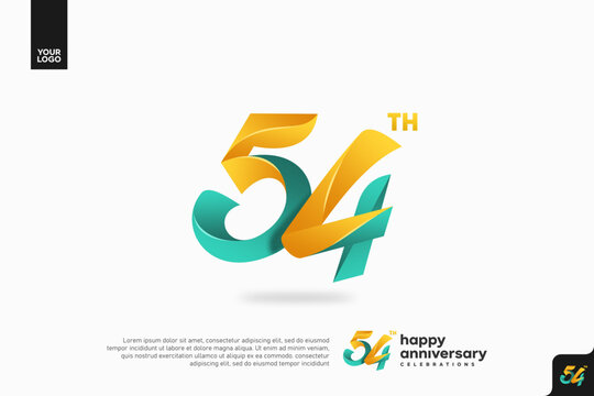 Number 54 logo icon design, 54th birthday logo number, anniversary 54