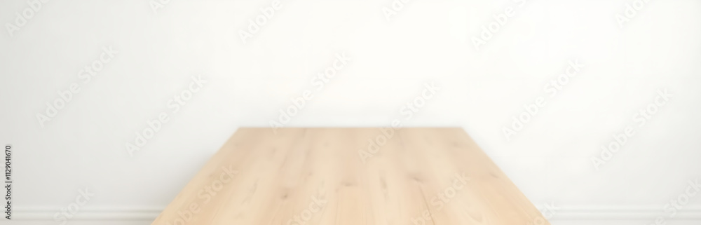Poster A wooden table against a simple white backdrop with clean lines and a subtle clipping path around it._00002_