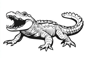 Obraz premium A fearsome alligator roars showing sharp teeth and claws