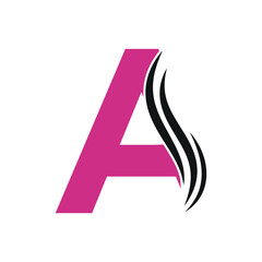 Hair Logo combine with letter A vector template