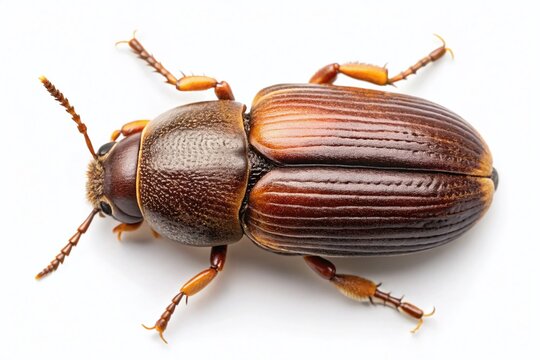 Larder Beetle Dermestes Lardarius Isolated on White Background for Food Photography, Highlighting Its Unique Features and Characteristics in a Clean, Minimalist Style