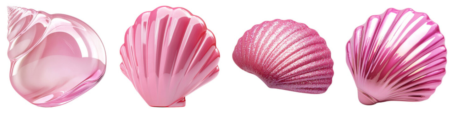 Shiny pink seashell shaped nail polish bottles with pearlescent finish