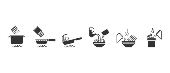 Flat noodles icon. Instant noodle making and noodle dish in flat icon style. Simple vector bowl of noodles flat icon in transparent background.
