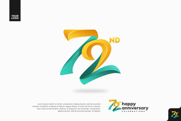 Number 72 logo icon design, 72nd birthday logo number, anniversary 72